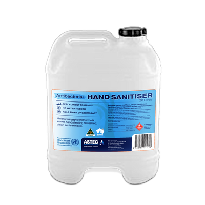Australian Made Hand Sanitiser 80% Alcohol Gel Twenty Litre Refill Bottle.