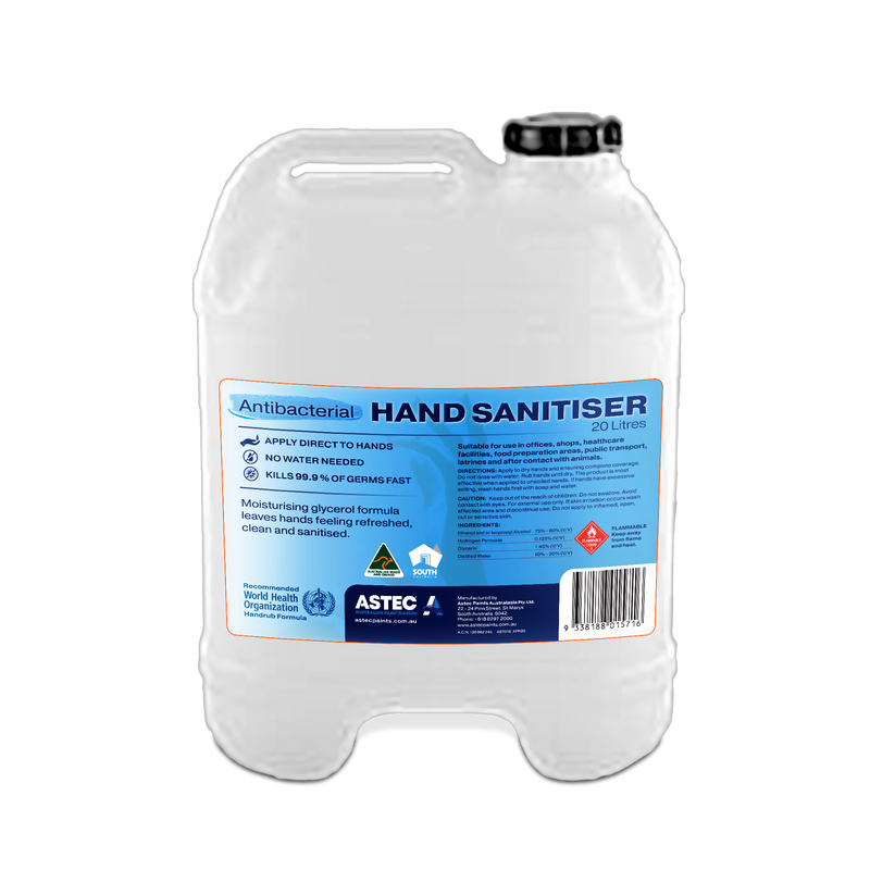 Australian Made Hand Sanitiser 80% Alcohol Gel Twenty Litre Refill Bottle.